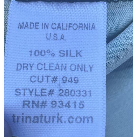 TRINA TURK Silk Blue/Green Printed Sheath V-Neck Tunic Dress -Size 2 - Picture 11 of 15
